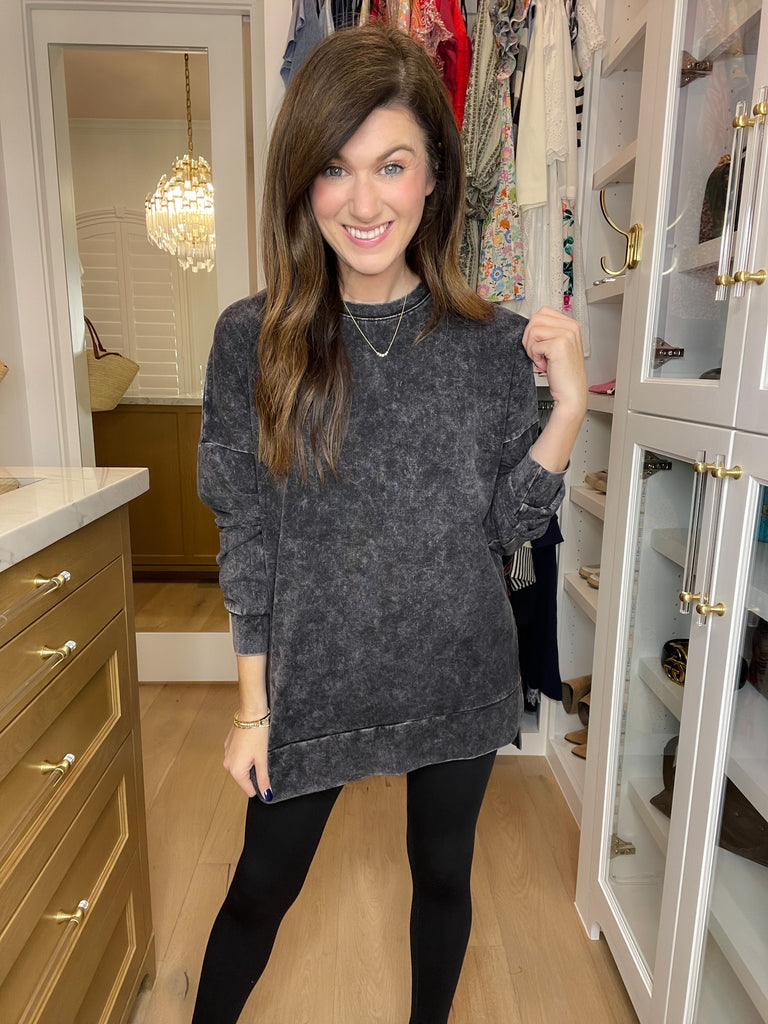*BELLES & DOORBUSTER* Ford Mineral Washed Pullover in Black *FINAL SALE*