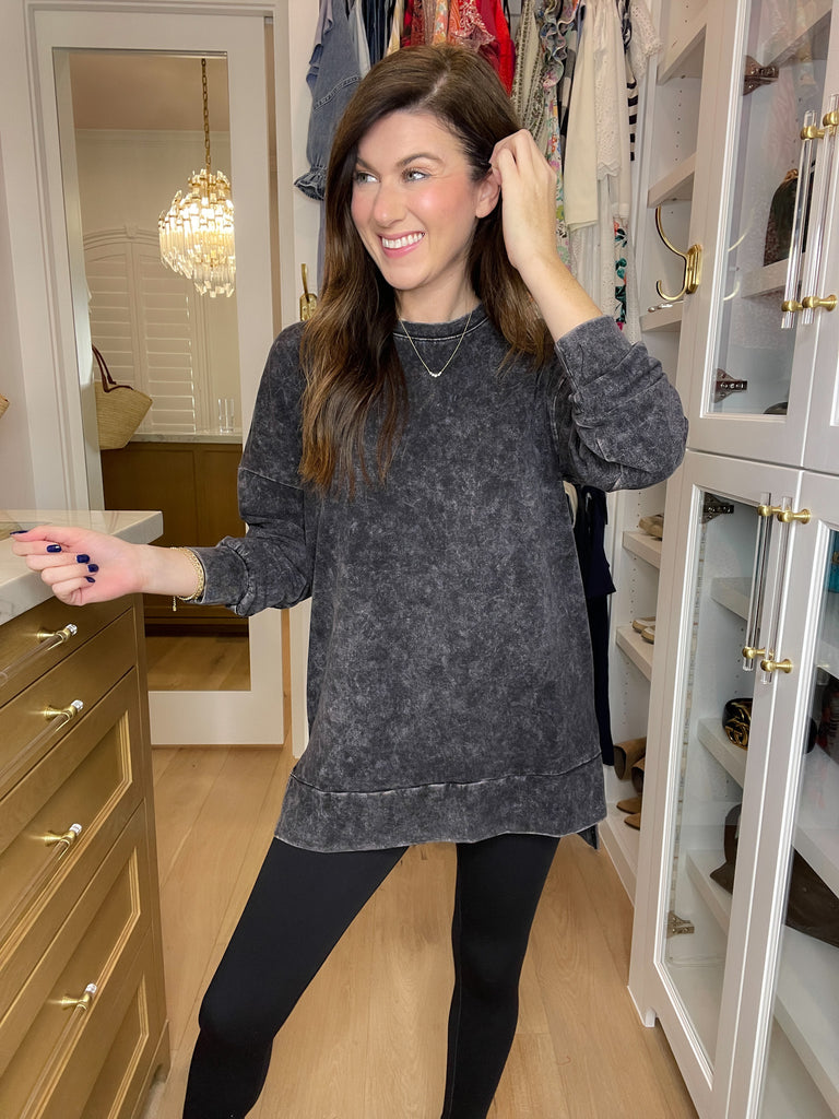 *BELLES & DOORBUSTER* Ford Mineral Washed Pullover in Black *FINAL SALE*