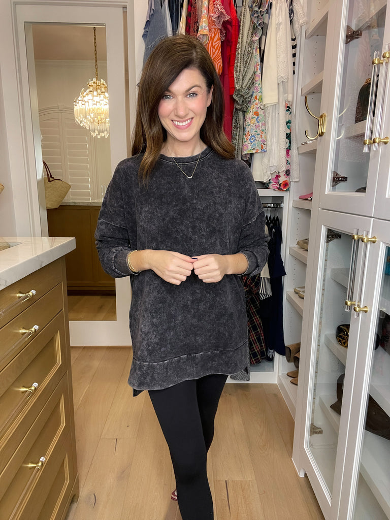 *BELLES & DOORBUSTER* Ford Mineral Washed Pullover in Black *FINAL SALE*