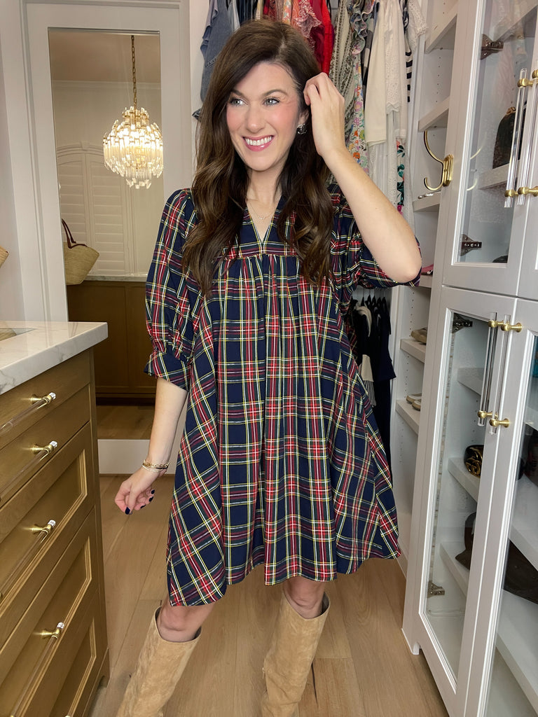 Holiday Happiness Dress in Navy