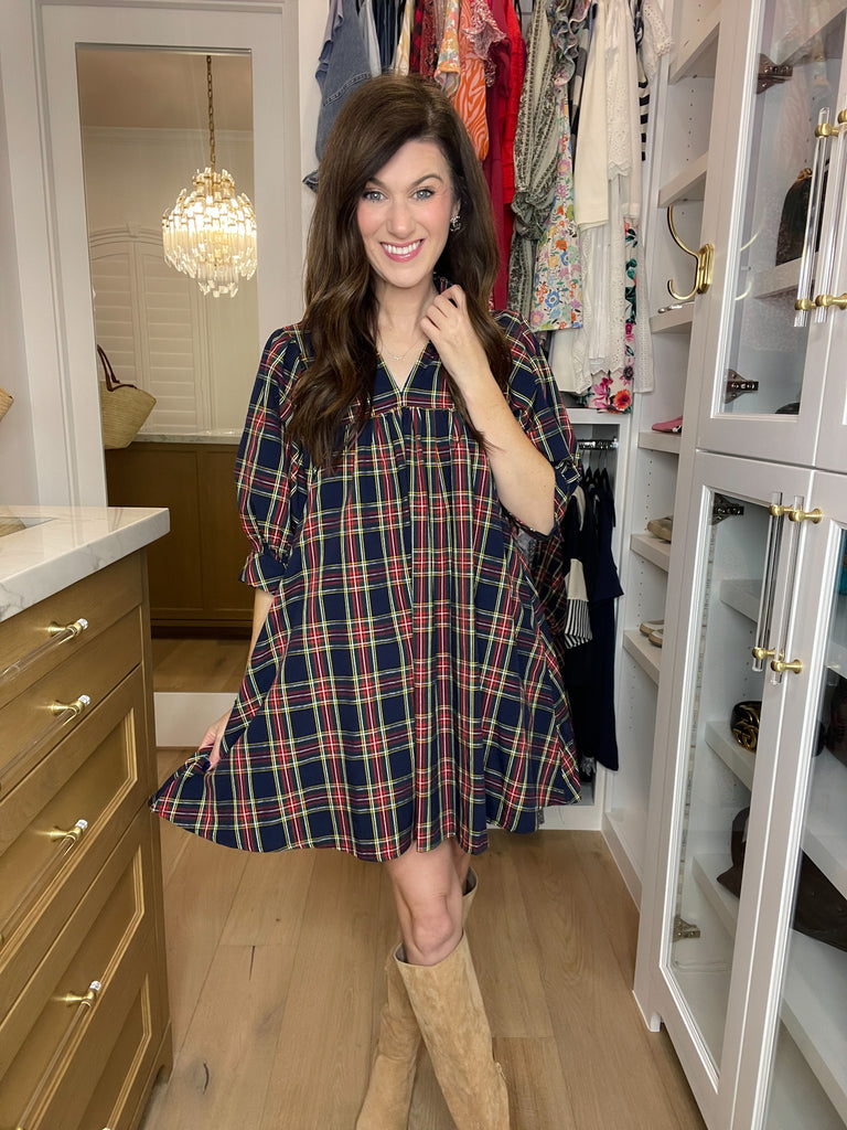 Holiday Happiness Dress in Navy
