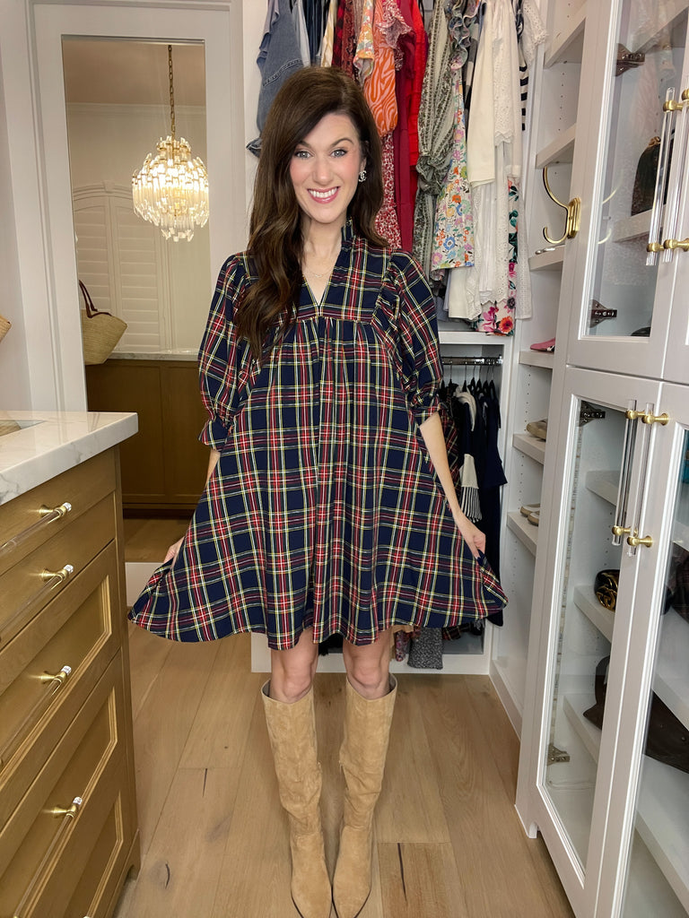 Holiday Happiness Dress in Navy