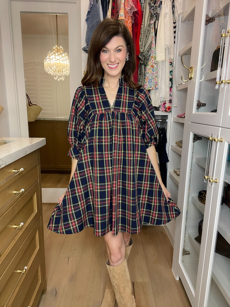 Holiday Happiness Dress in Navy
