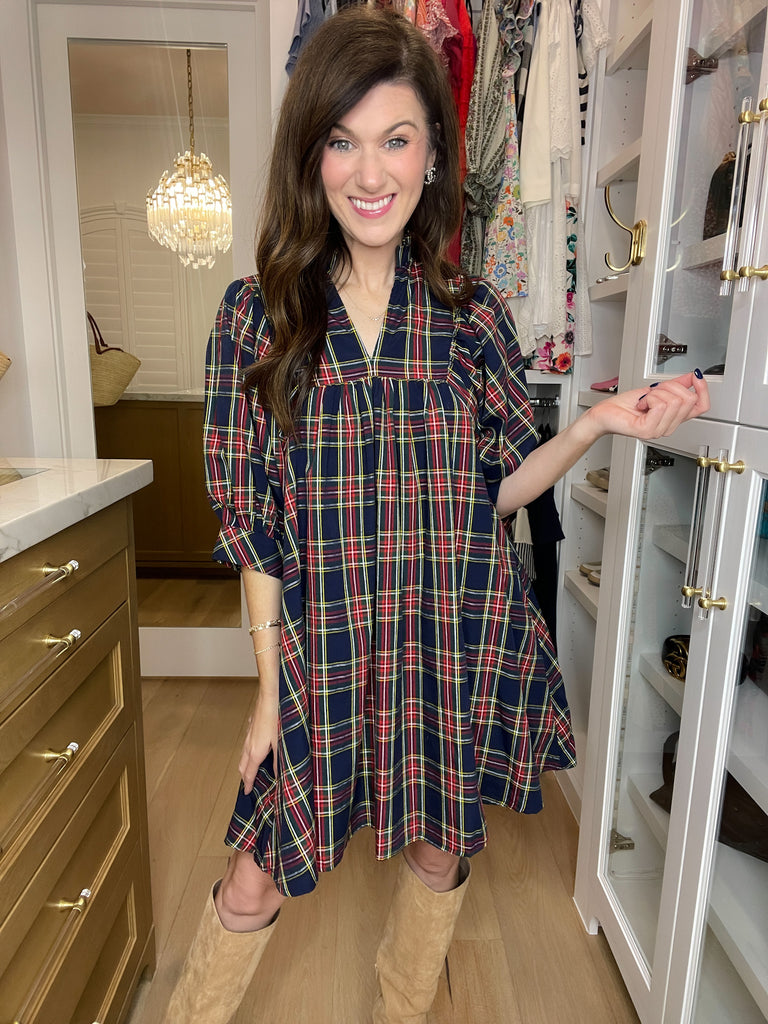 Holiday Happiness Dress in Navy