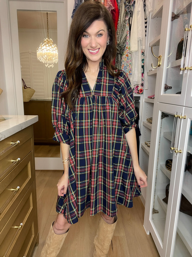 Holiday Happiness Dress in Navy