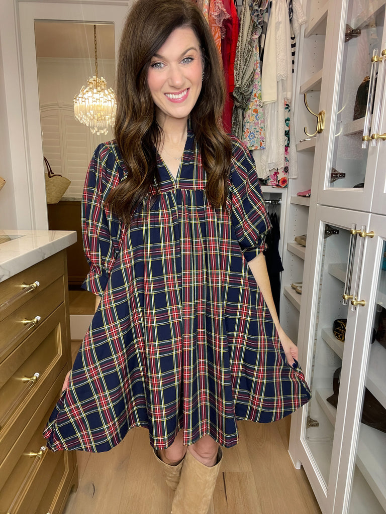 Holiday Happiness Dress in Navy