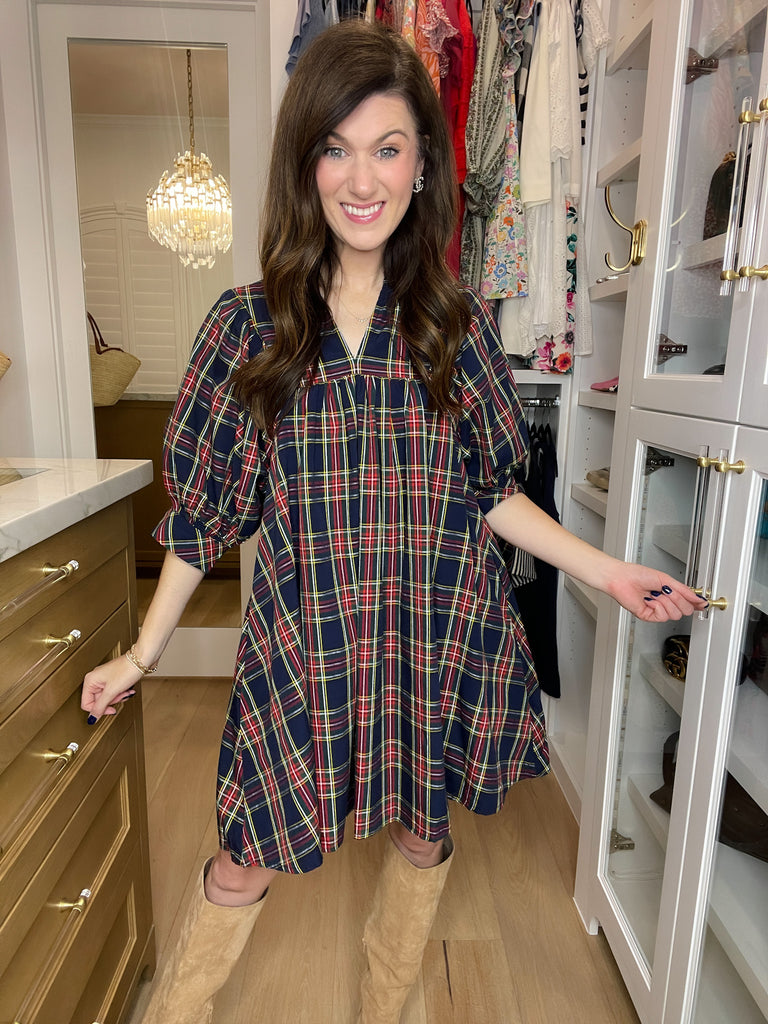 Holiday Happiness Dress in Navy