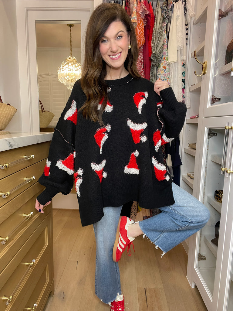 Santa Hat Sweater in Black