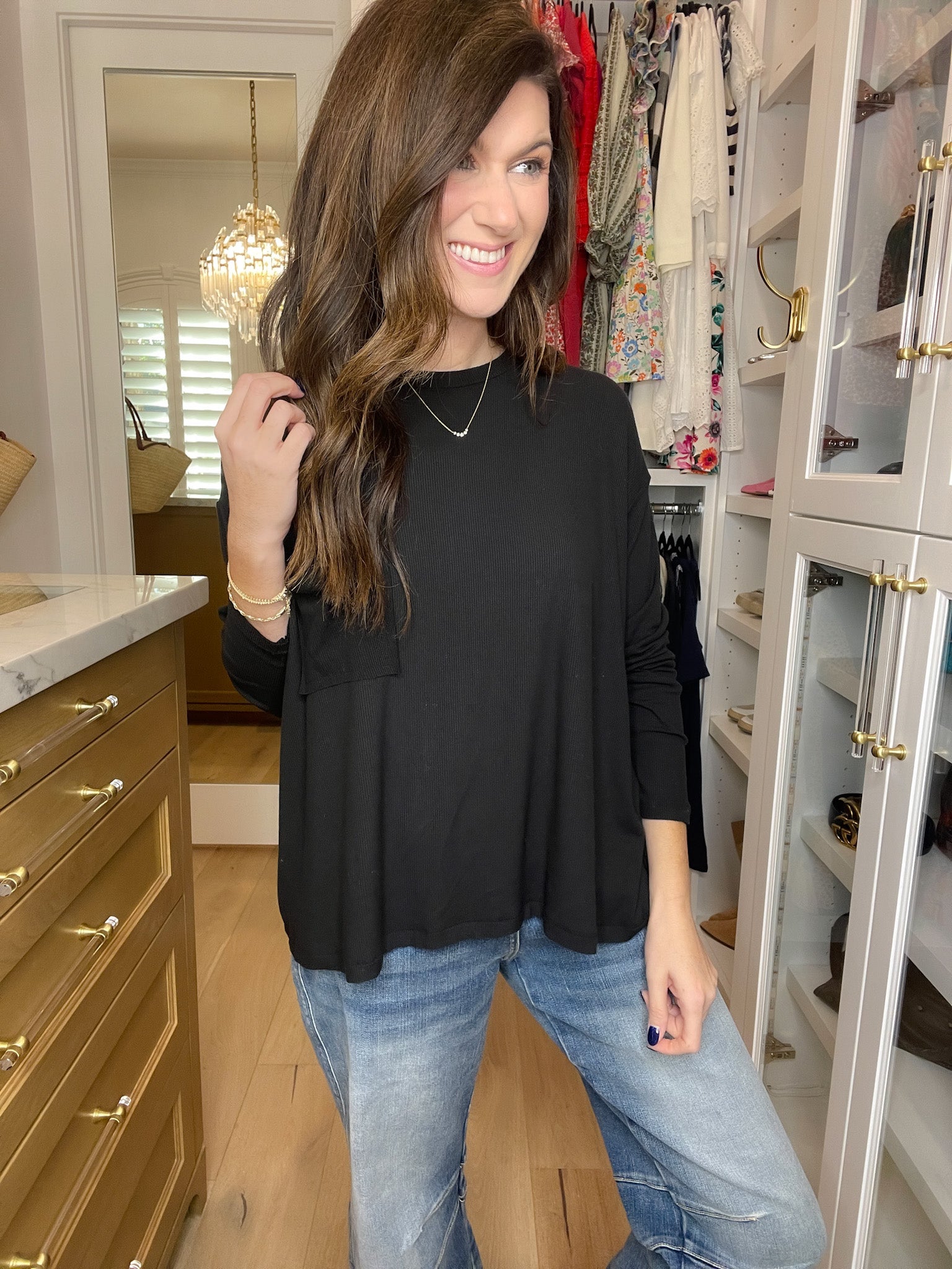 *BELLES & DOORBUSTER* Fall Chill Ribbed Long Sleeve Tops in Bone and Black *Final Sale*