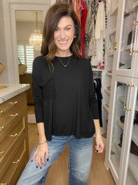 *BELLES & DOORBUSTER* Fall Chill Ribbed Long Sleeve Tops in Bone and Black *Final Sale*