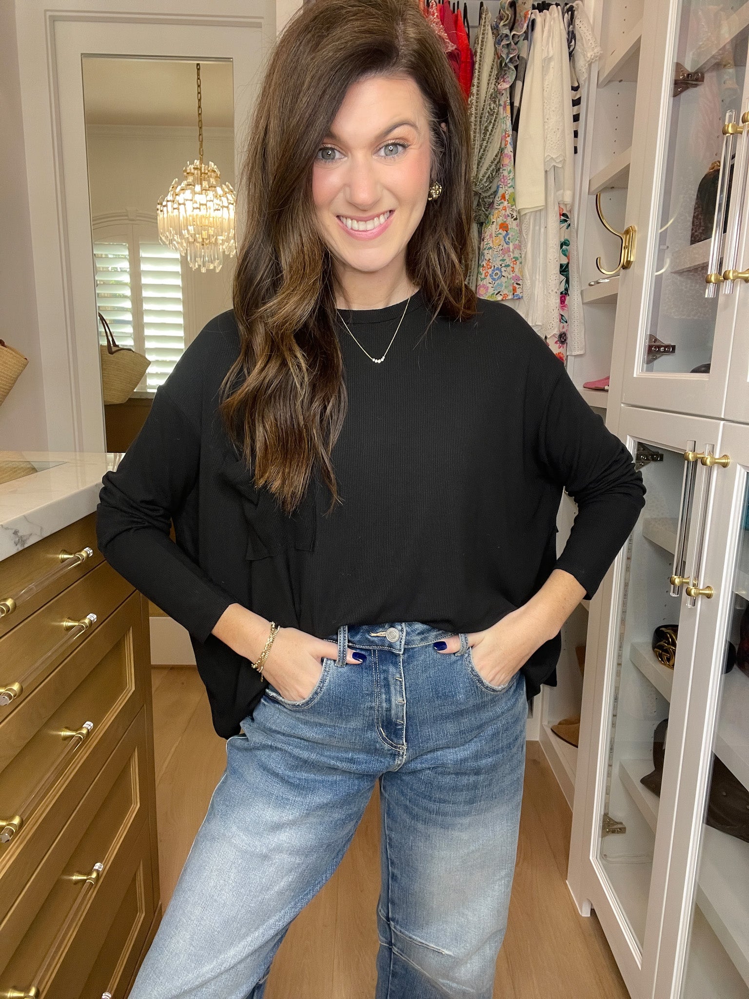 *BELLES & DOORBUSTER* Fall Chill Ribbed Long Sleeve Tops in Bone and Black *Final Sale*