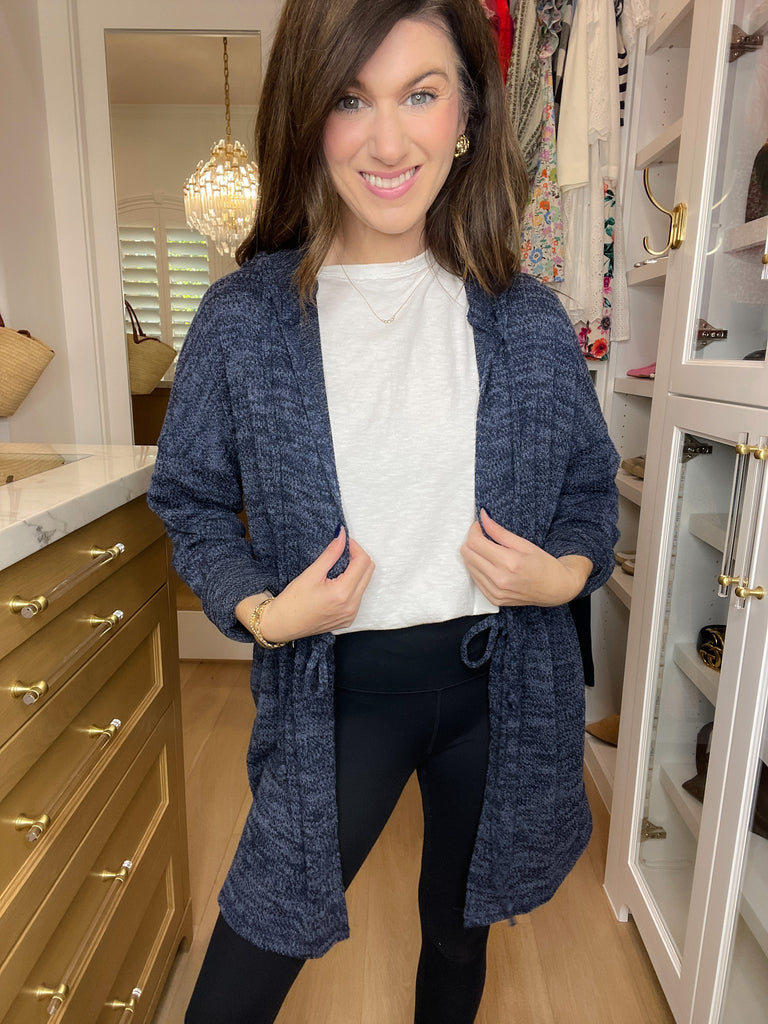 *BELLES & DOORBUSTER* No Plans Hooded Cardigan in Navy *FINAL SALE*