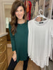 *BELLES & DOORBUSTER* Wayside Long Sleeve Top in Hunter and White *FINAL SALE*
