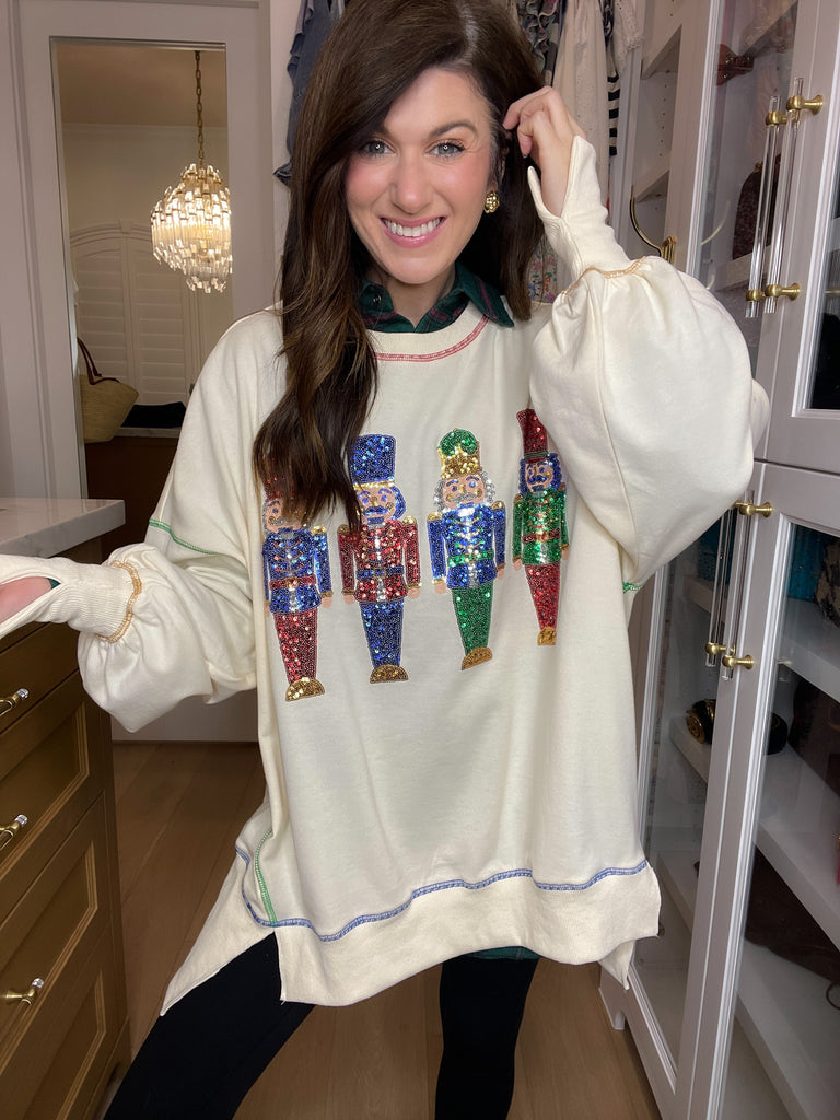 Crack On Nutcracker Sequin Pullover