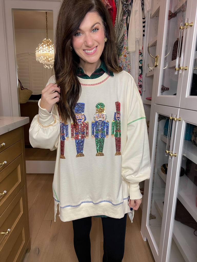 Crack On Nutcracker Sequin Pullover