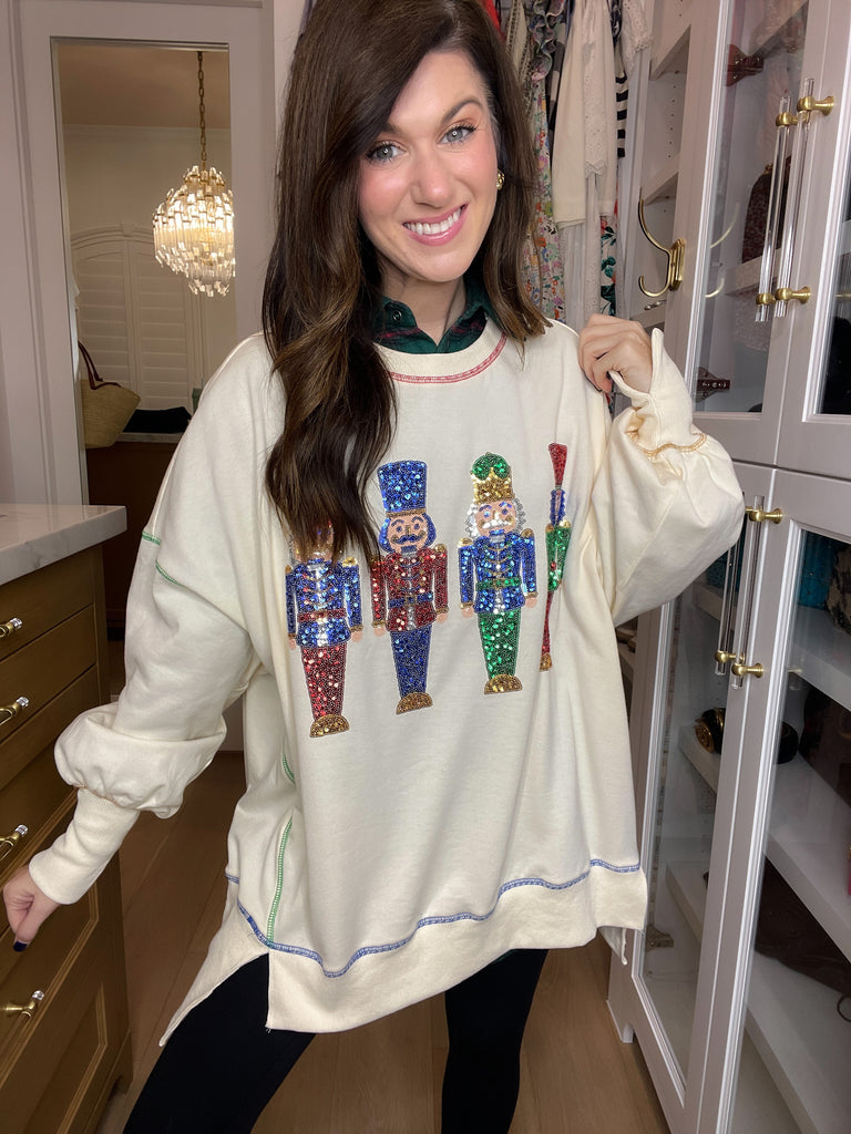 Crack On Nutcracker Sequin Pullover
