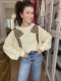 I'm a Gift Sequin Bow Corded Pullover in Cream