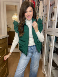 SALE! Parker Ruffle Shoulder Vest in Hunter *Final Sale*