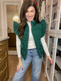 Parker Ruffle Shoulder Vest in Hunter