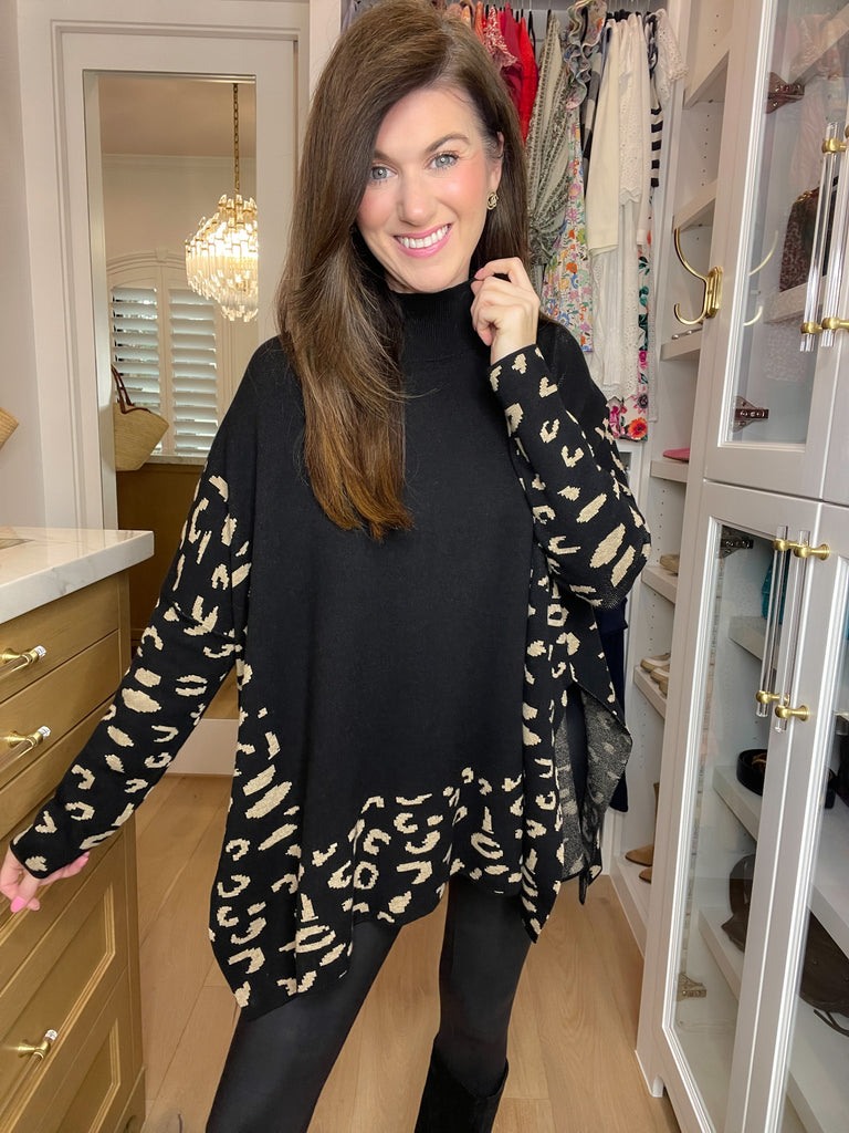 On the Way Up Leopard Mock Neck Sweater