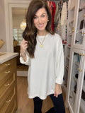 Timeless Comfort Oversized Long Sleeve Tee in Cream