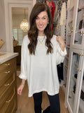 Timeless Comfort Oversized Long Sleeve Tee in Cream