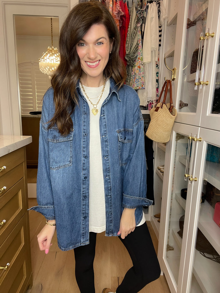 Risen Relaxed Ridge Denim Shacket