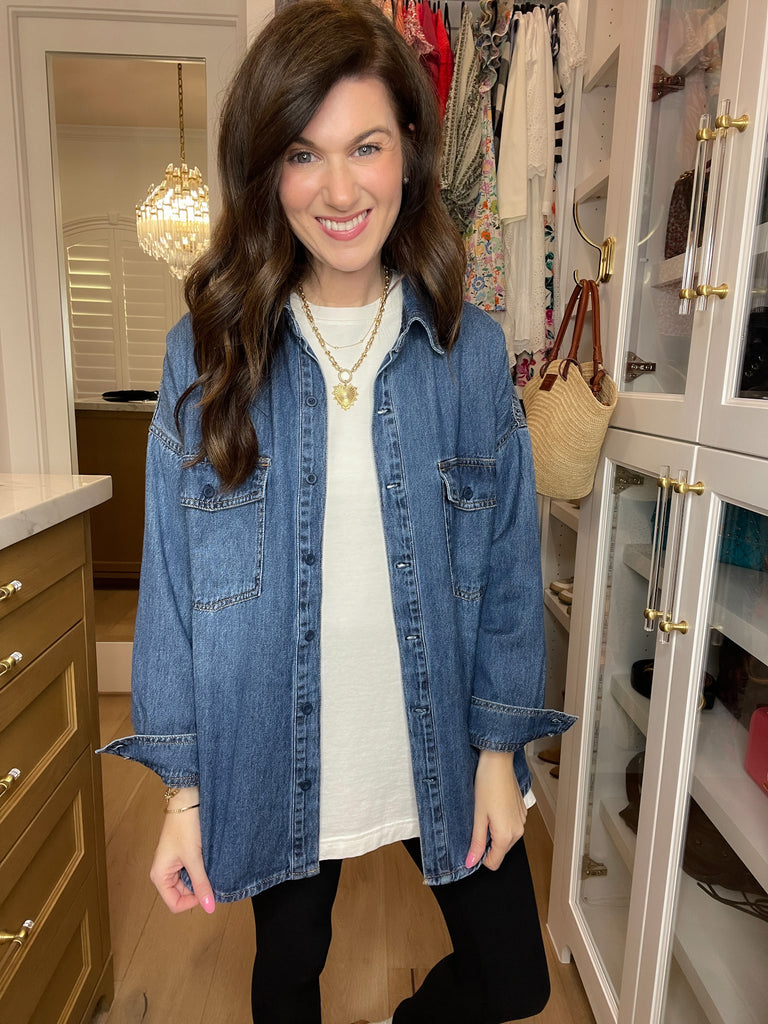 Risen Relaxed Ridge Denim Shacket