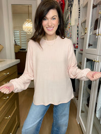 *BELLES & DOORBUSTER* Cloud Soft Ribbed Top in Pink and Gray *Final Sale*