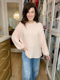 *BELLES & DOORBUSTER* Cloud Soft Ribbed Top in Pink and Gray *Final Sale*