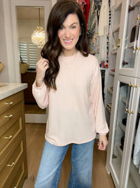 *BELLES & DOORBUSTER* Cloud Soft Ribbed Top in Pink and Gray *Final Sale*