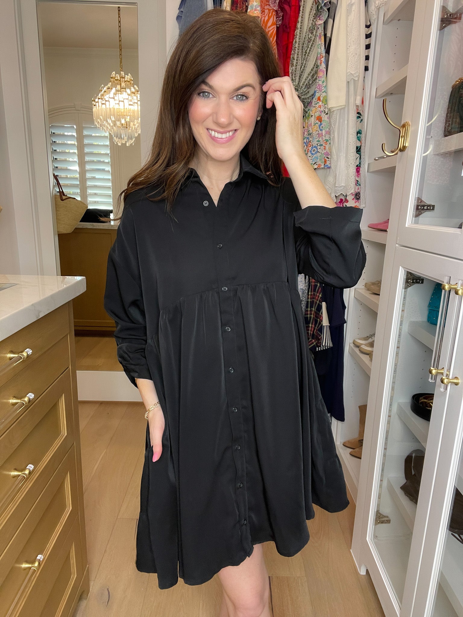 Midnight Grace Button Front Dress