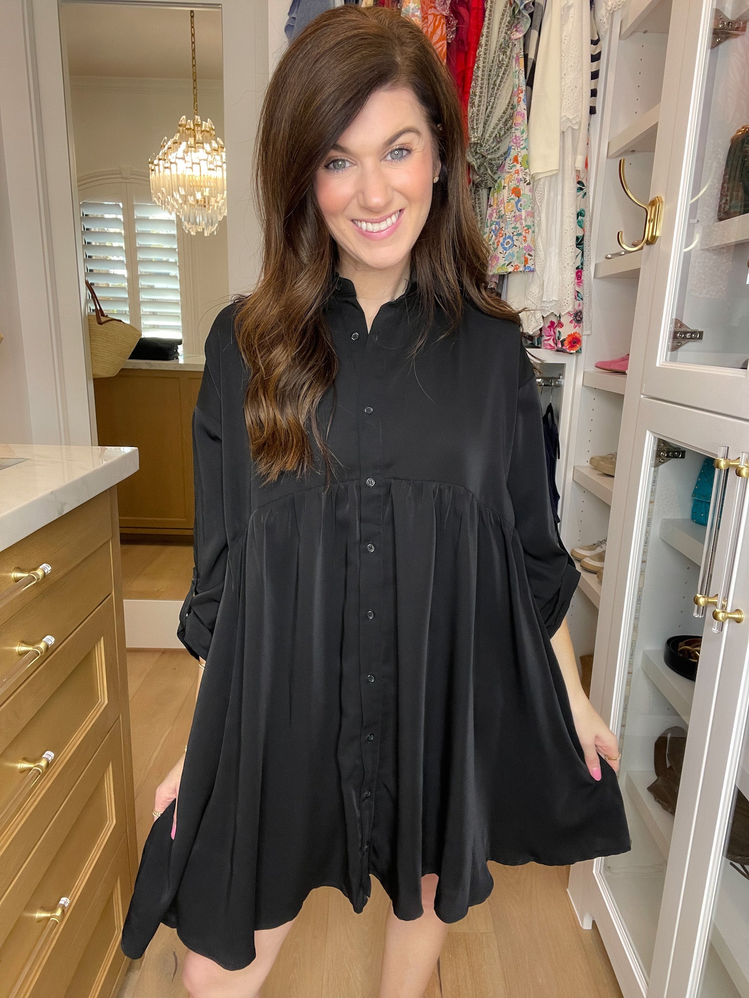 Midnight Grace Button Front Dress