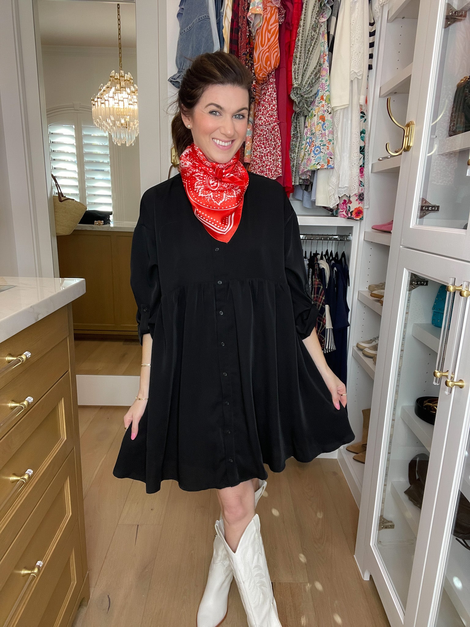 Midnight Grace Button Front Dress