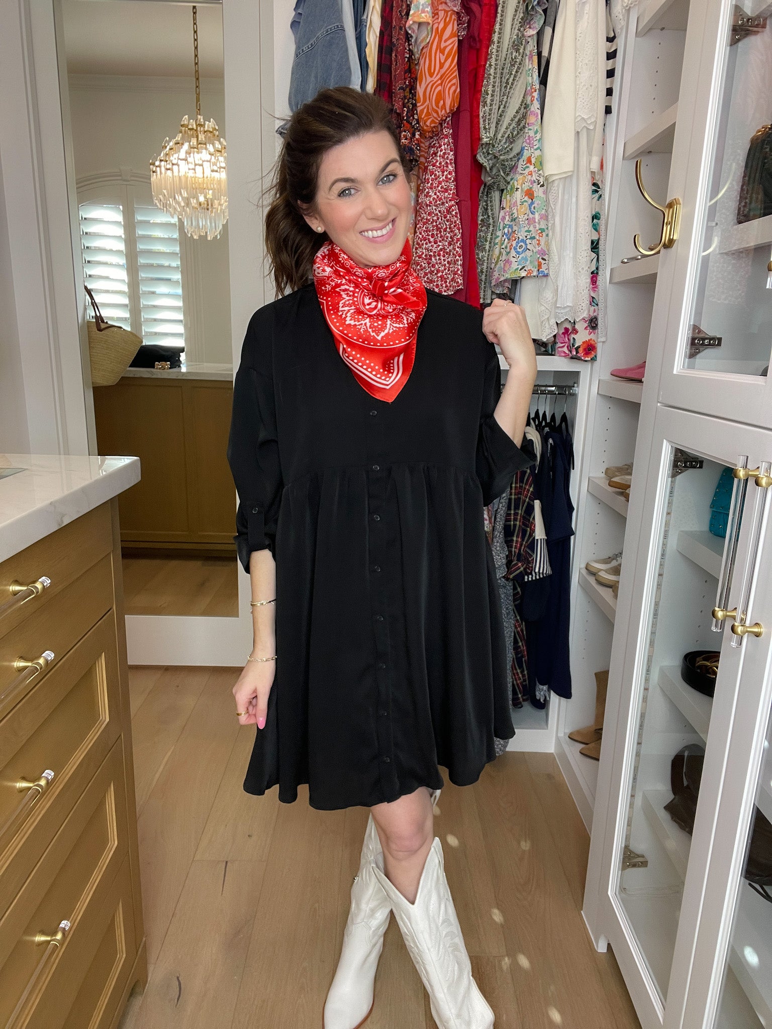 Midnight Grace Button Front Dress