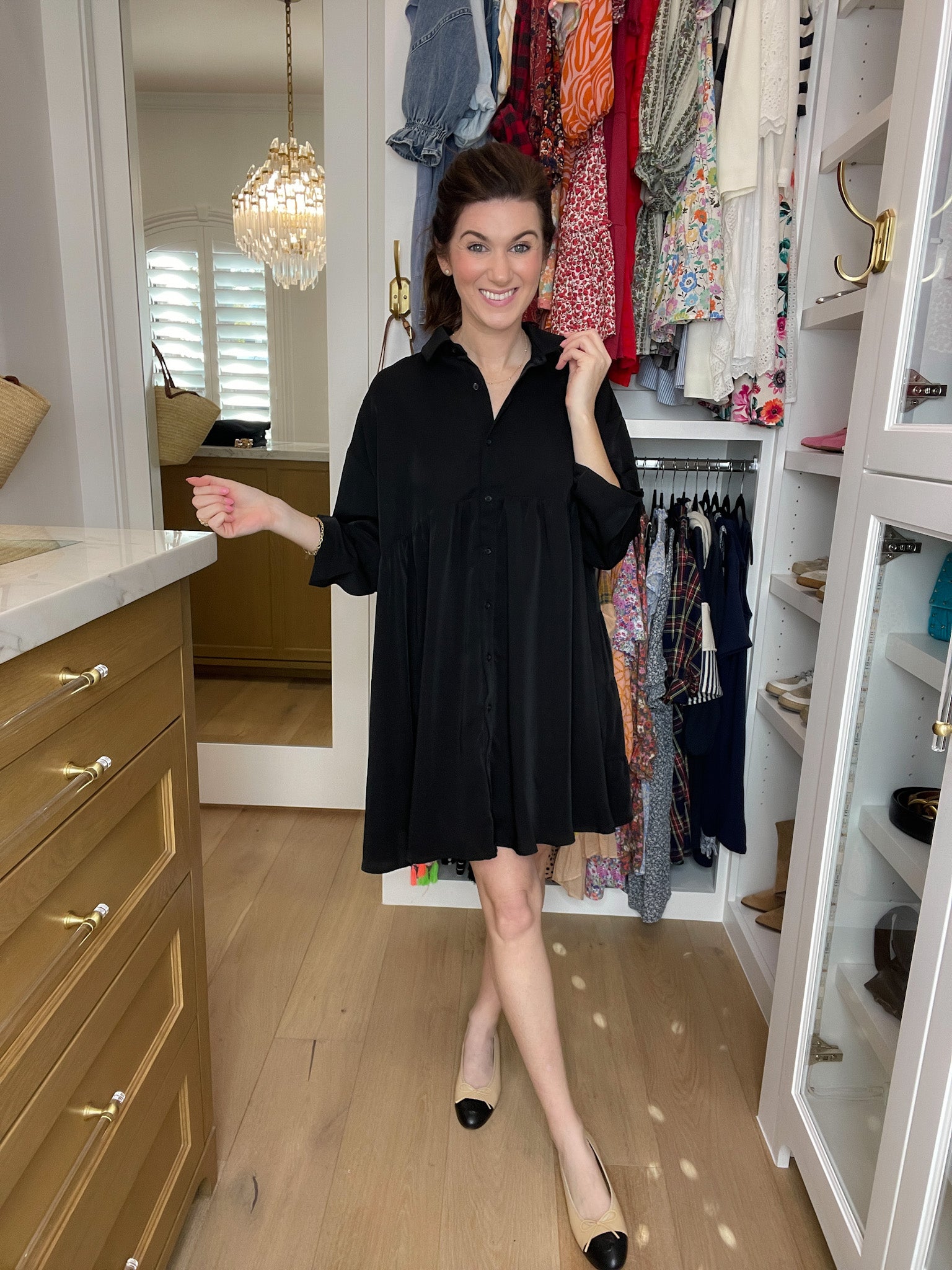 Midnight Grace Button Front Dress