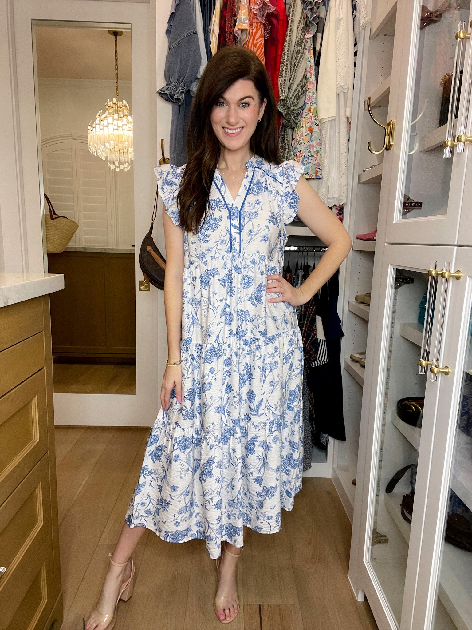Blue Willow Tiered Midi Dress