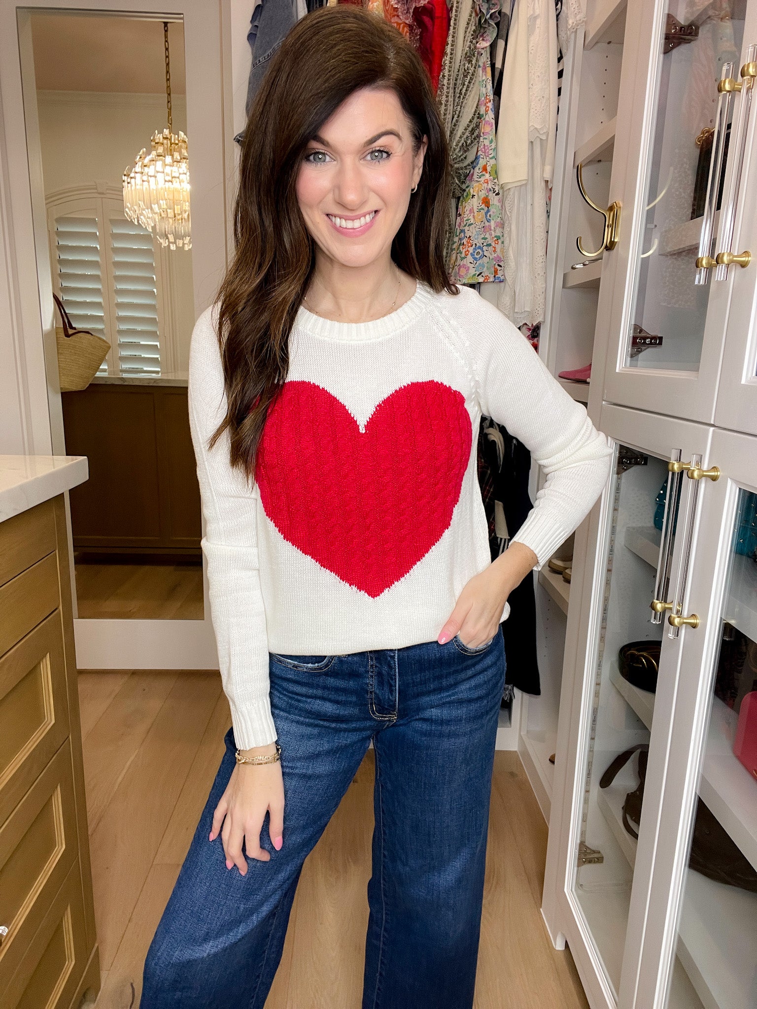 In My Heart Sweater in White/Red