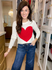 In My Heart Sweater in White/Red