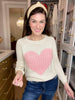 In My Heart Sweater in Oatmeal/Pink