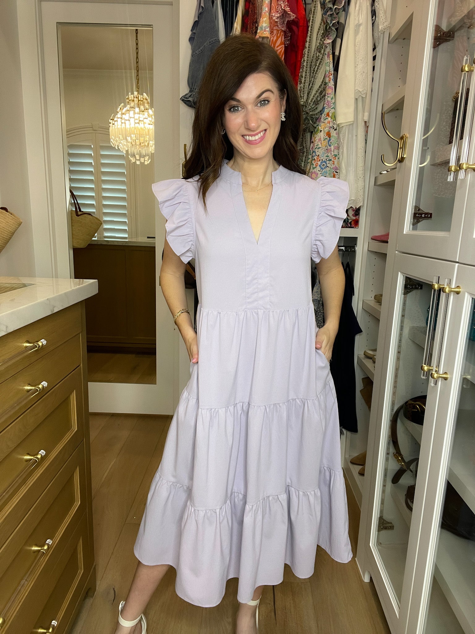 Poised and Pretty Midi Dress in Lavender