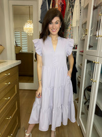 Poised and Pretty Midi Dress in Lavender