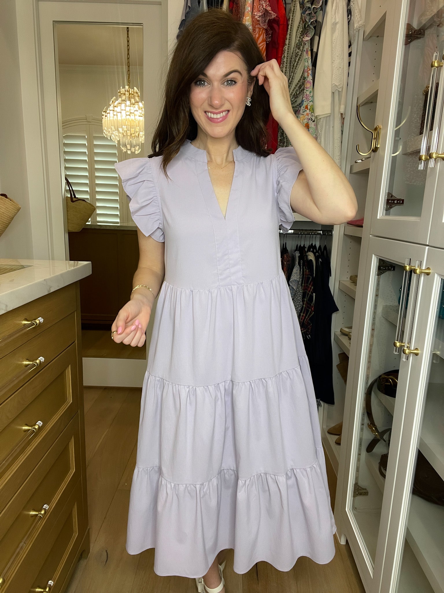 Poised and Pretty Midi Dress in Lavender