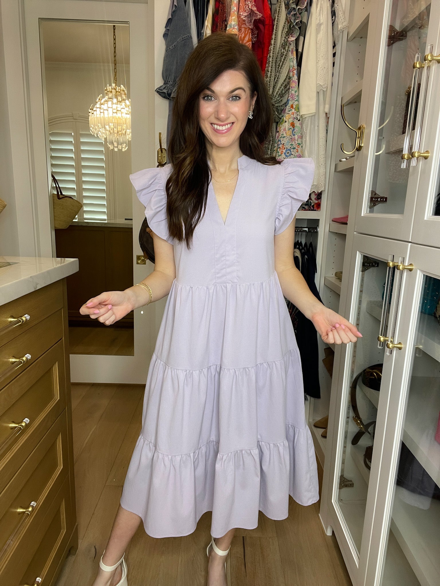 Poised and Pretty Midi Dress in Lavender