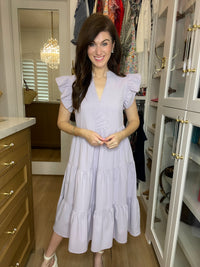 Poised and Pretty Midi Dress in Lavender