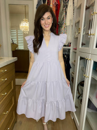 Poised and Pretty Midi Dress in Lavender