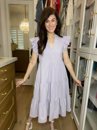 Poised and Pretty Midi Dress in Lavender