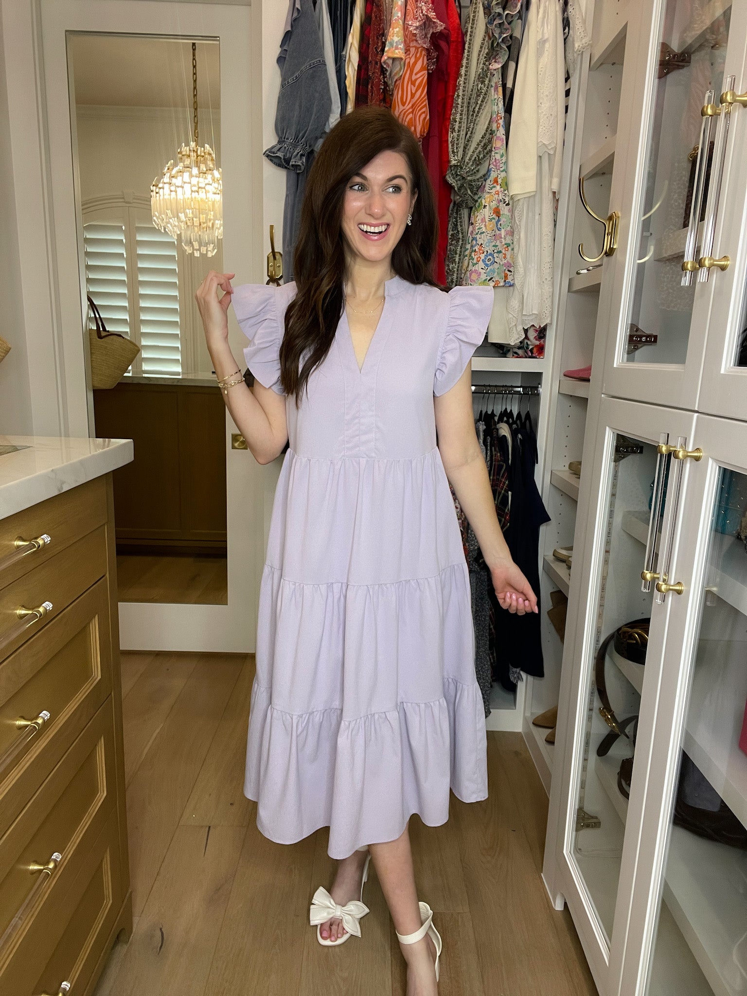 Poised and Pretty Midi Dress in Lavender