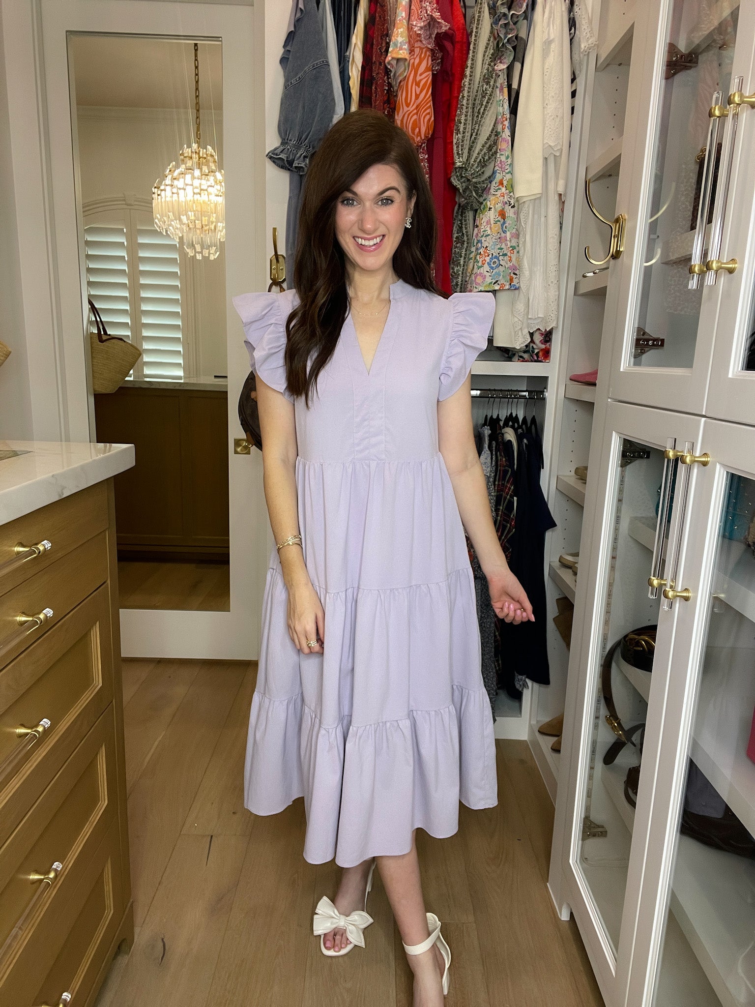 Poised and Pretty Midi Dress in Lavender