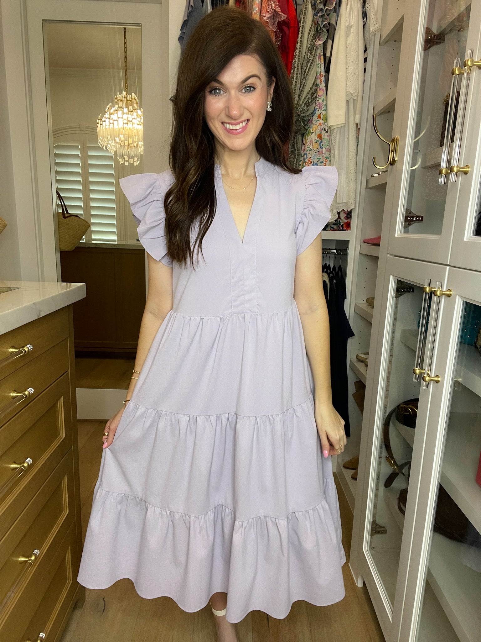 Poised and Pretty Midi Dress in Lavender